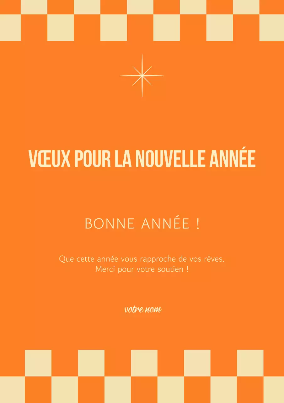 Voeux de Nouvel An classiques orange