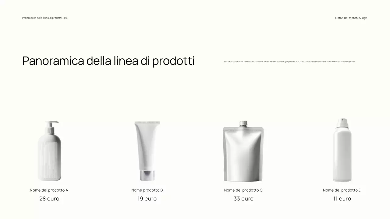 Catalogo del marchio minimalista e di tendenza