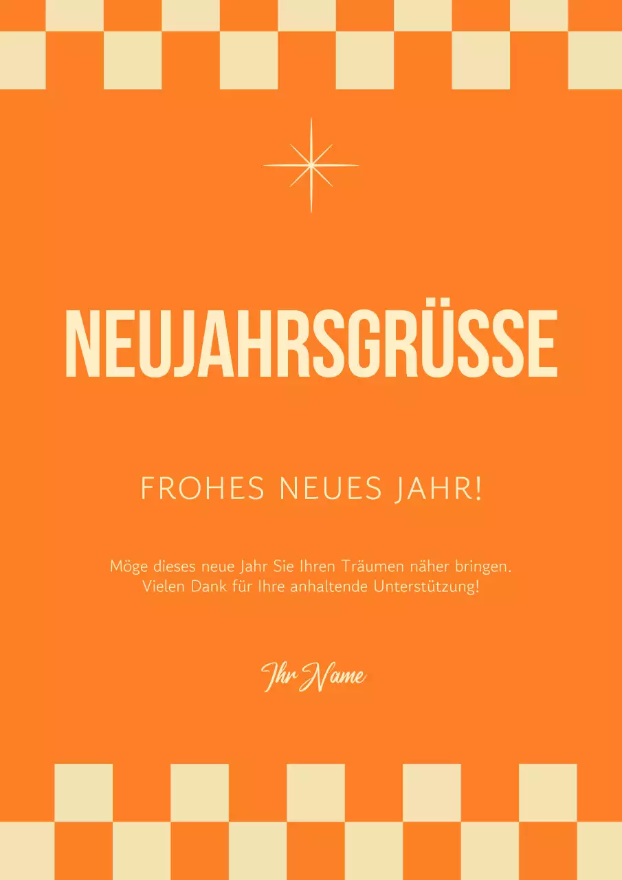 Orange klassische Neujahrsgrüße