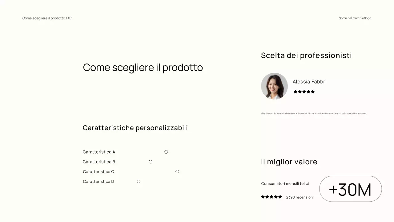 Catalogo del marchio minimalista e di tendenza