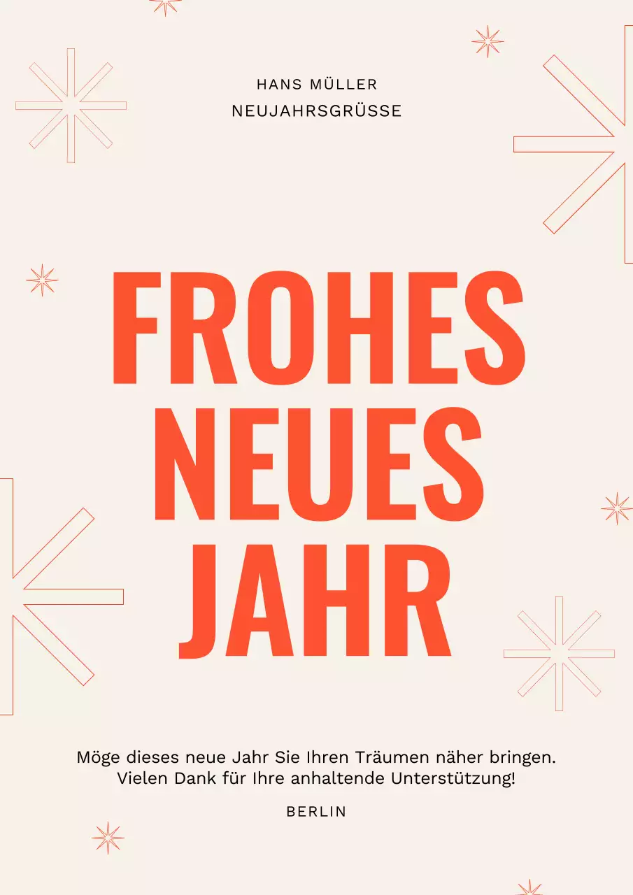 Orange Modern Frohes Neues Jahr Poster