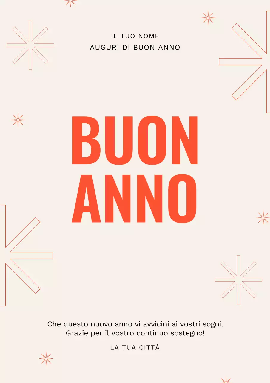 Poster arancione moderno di buon anno