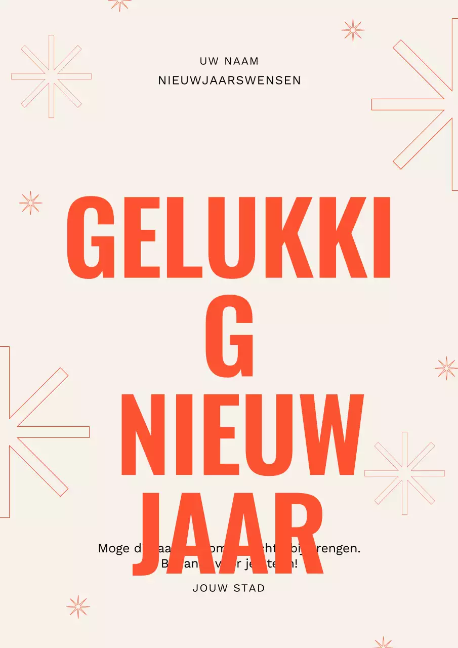 Oranje Modern Gelukkig Nieuwjaar Poster
