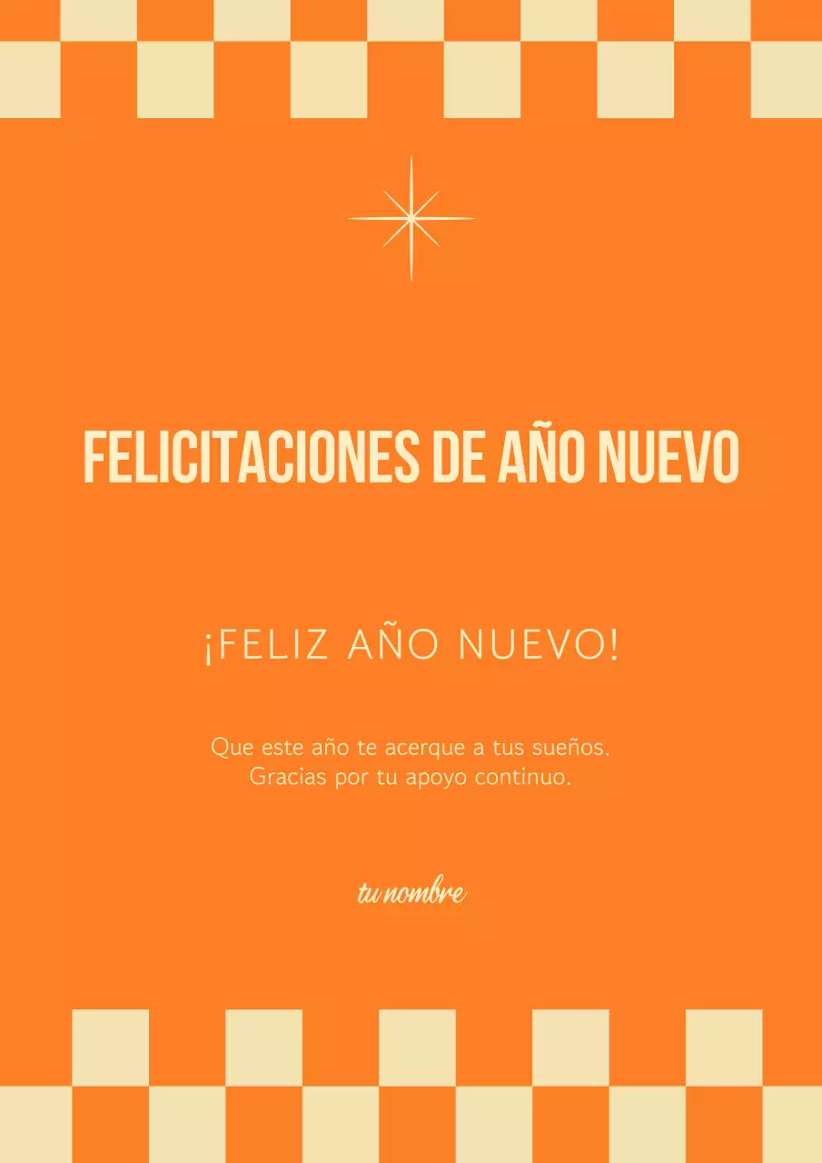 Saludos clásicos de Año Nuevo en color naranja