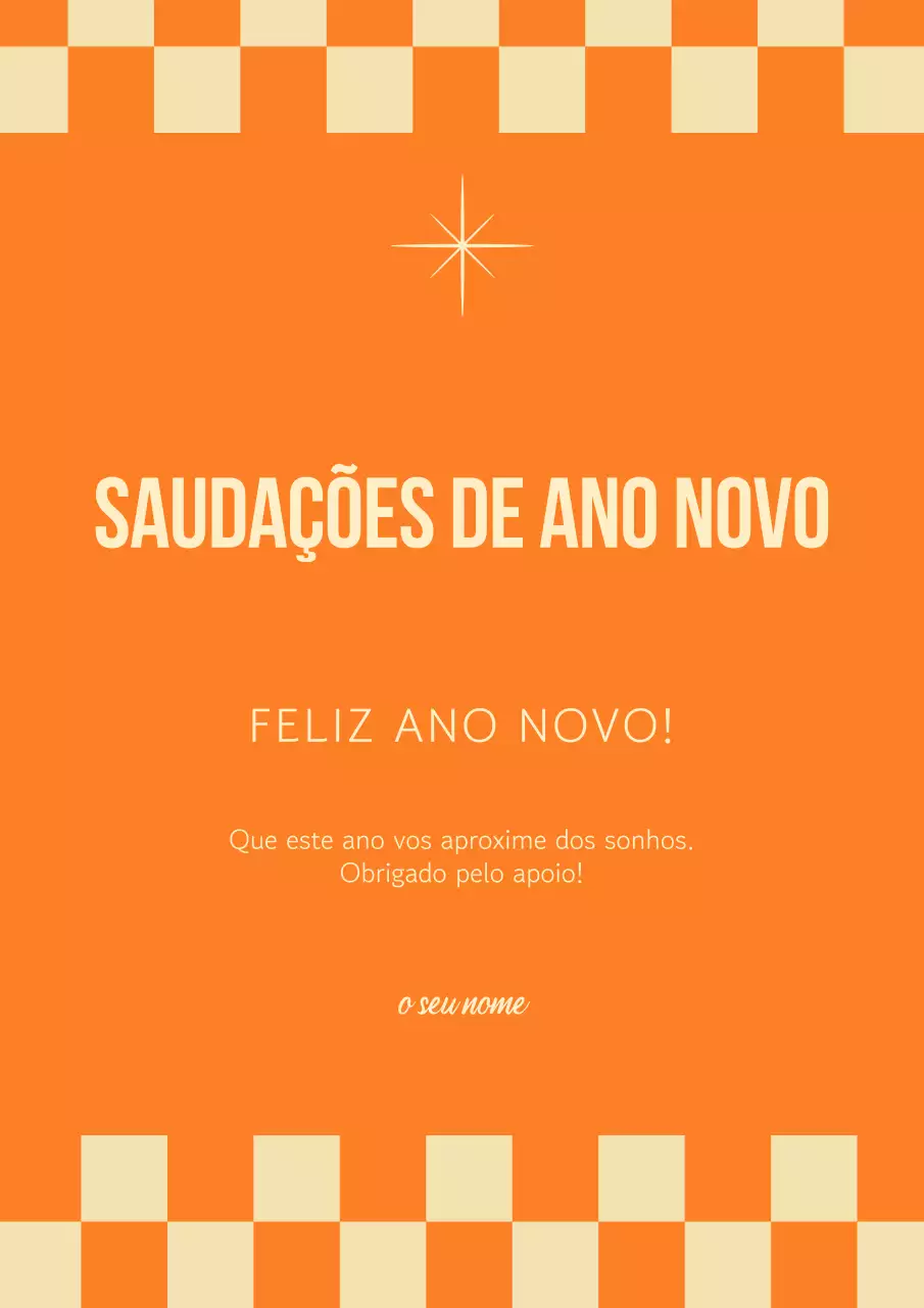 Saudações de Ano Novo Laranja Clássicas