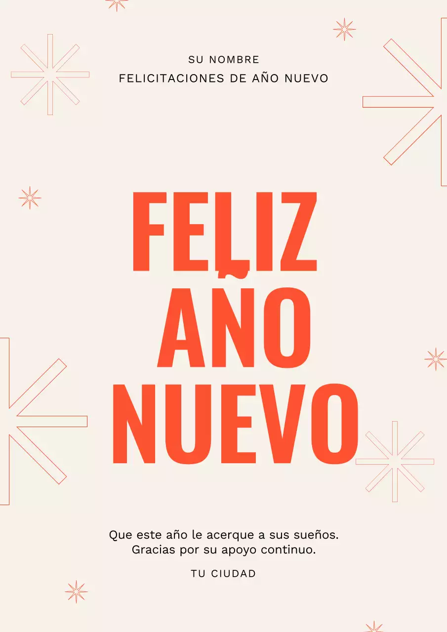 Póster moderno naranja de Feliz Año Nuevo