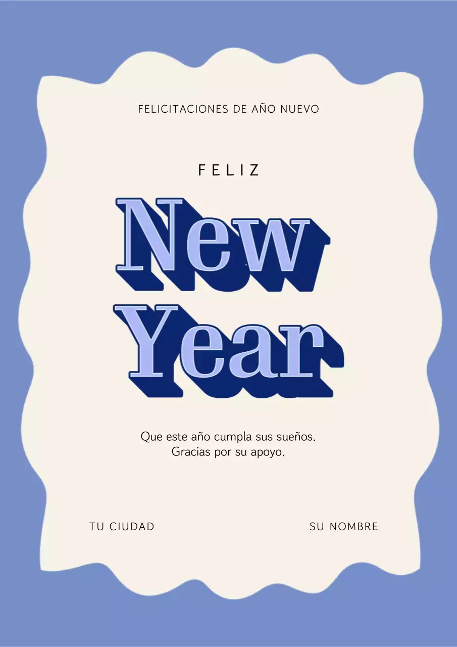 Felicitación de Año Nuevo Retro Azul