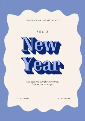 Felicitación de Año Nuevo Retro Azul