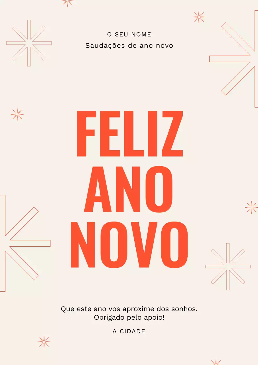Cartaz moderno laranja de Feliz Ano Novo