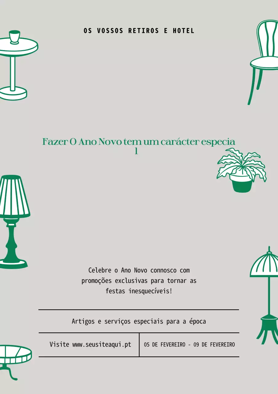 anúncio de ano novo verde e elegante
