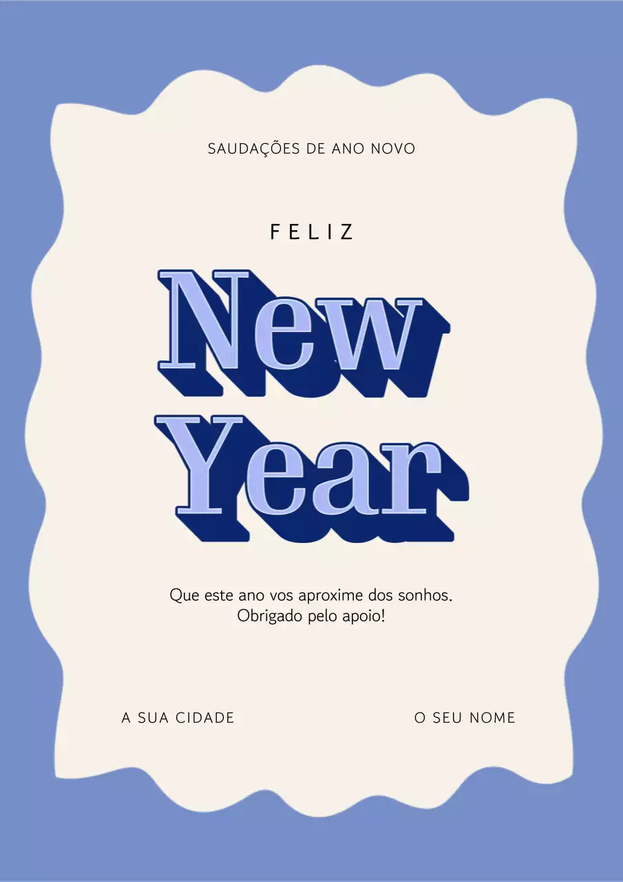 Saudações de Ano Novo Retro Azul