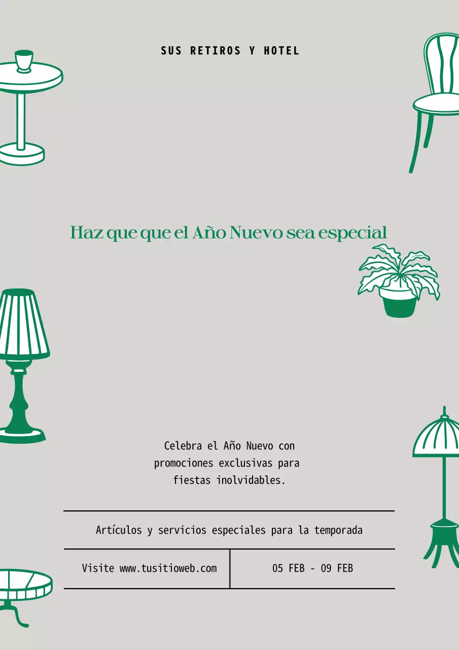 elegante anuncio verde de año nuevo