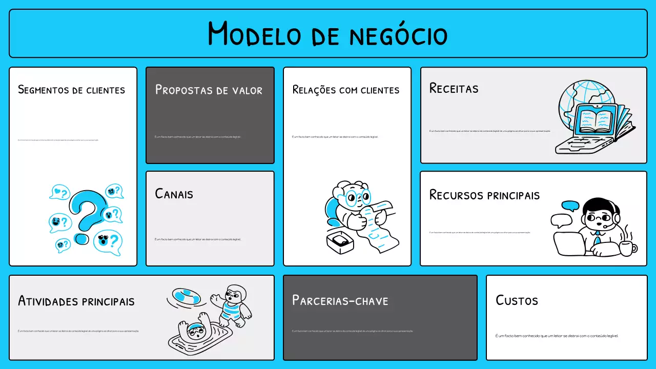 layout do plano de negócios moderno azul