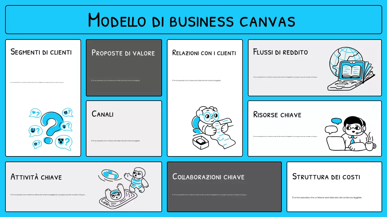 layout del business plan blu moderno