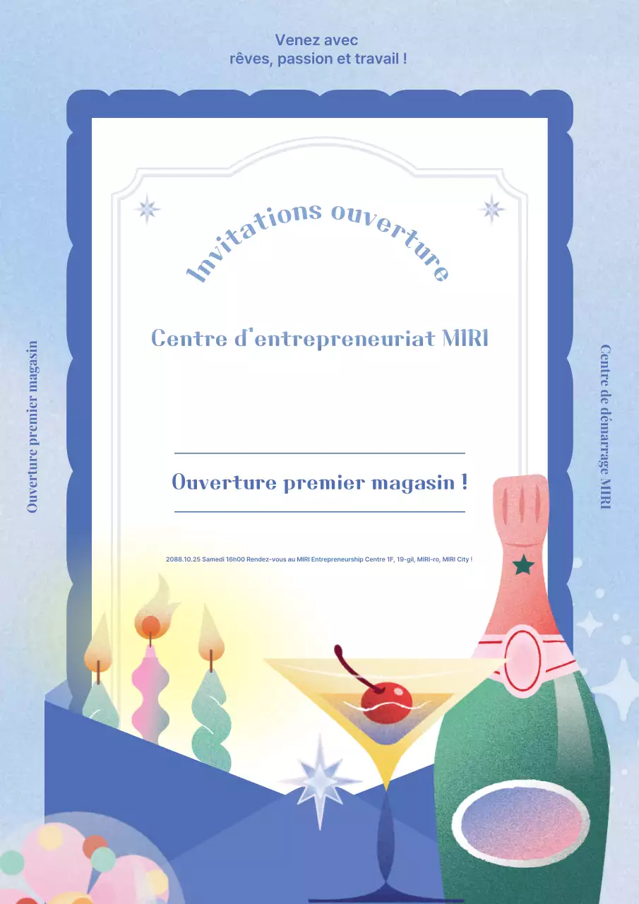 Invitation à l'ouverture moderne bleu clair