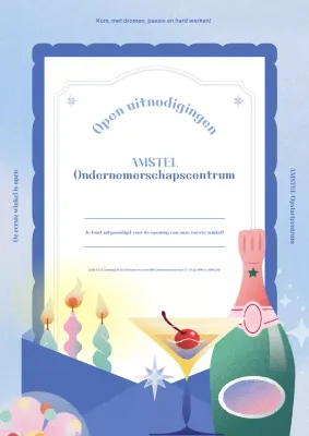 Lichtblauwe moderne openingsuitnodiging