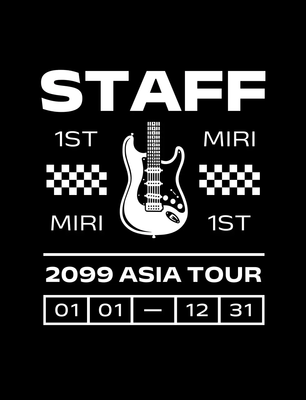 白黒 モダン スタッフ 半袖ティーシャツ