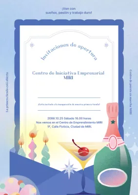 Invitación de apertura moderna en azul claro
