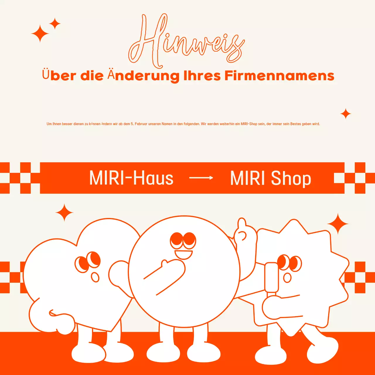 Orangefarbene Ankündigung