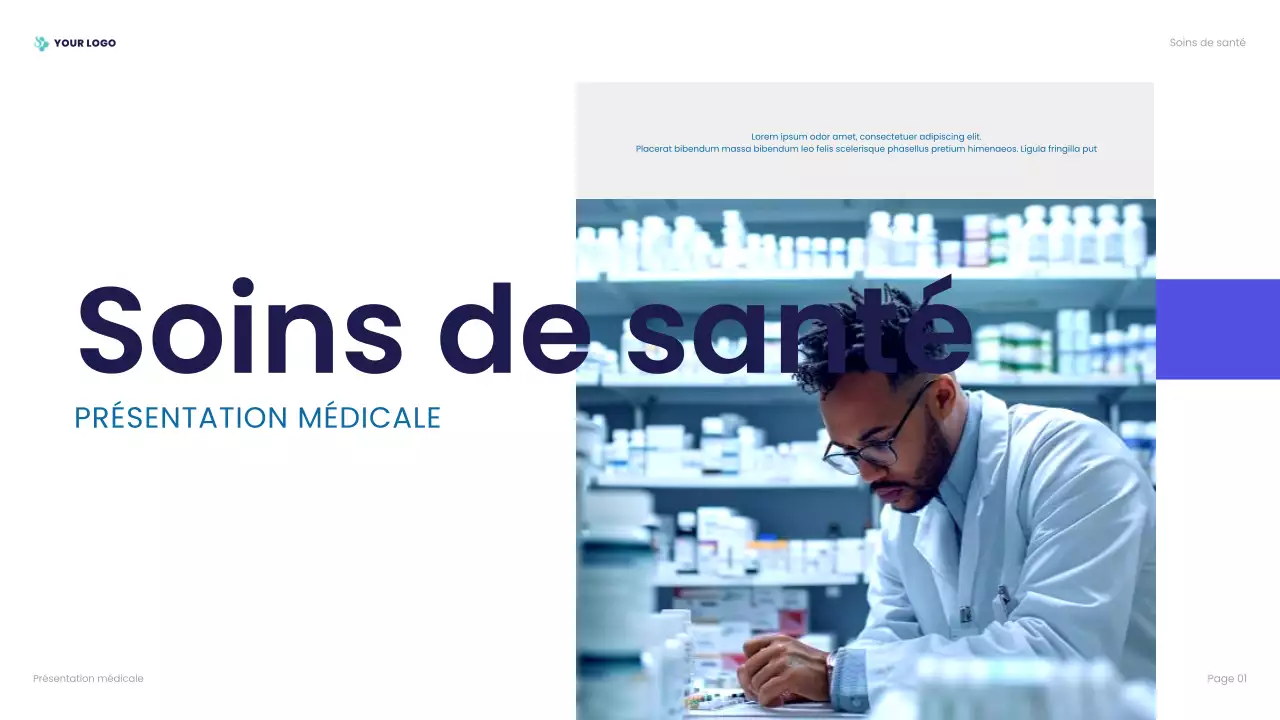 présentation professionnelle bleue des soins de santé