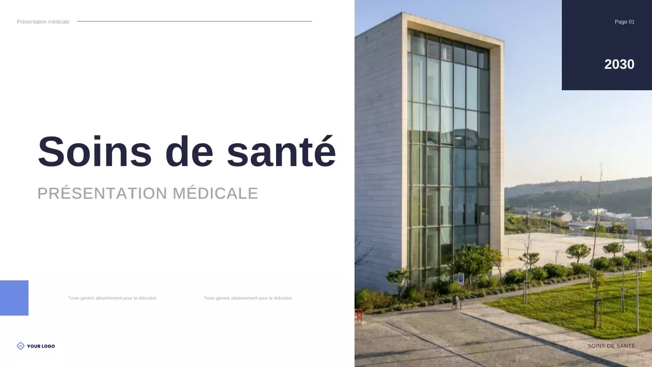 présentation des soins de santé modernes bleus