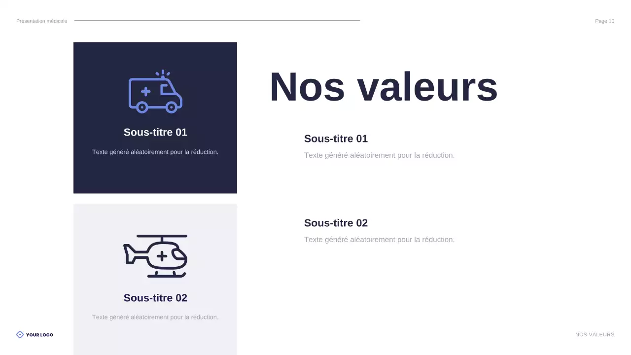 présentation des soins de santé modernes bleus