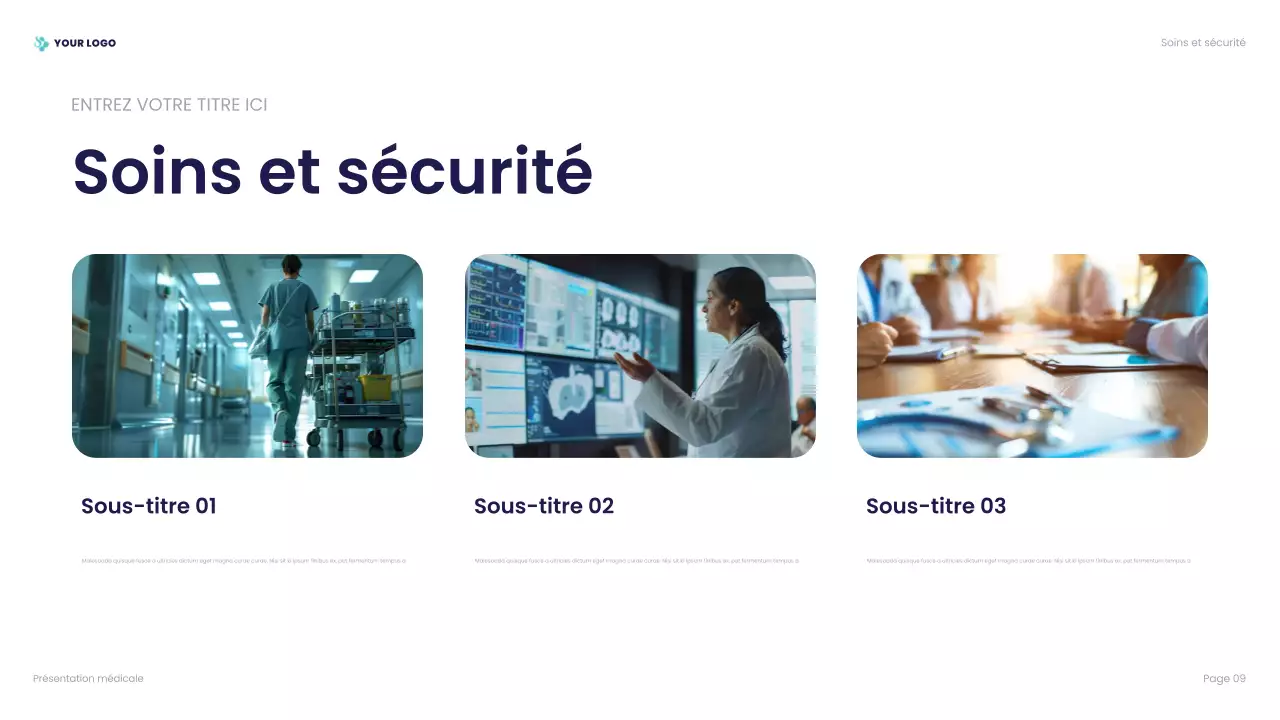 présentation professionnelle bleue des soins de santé