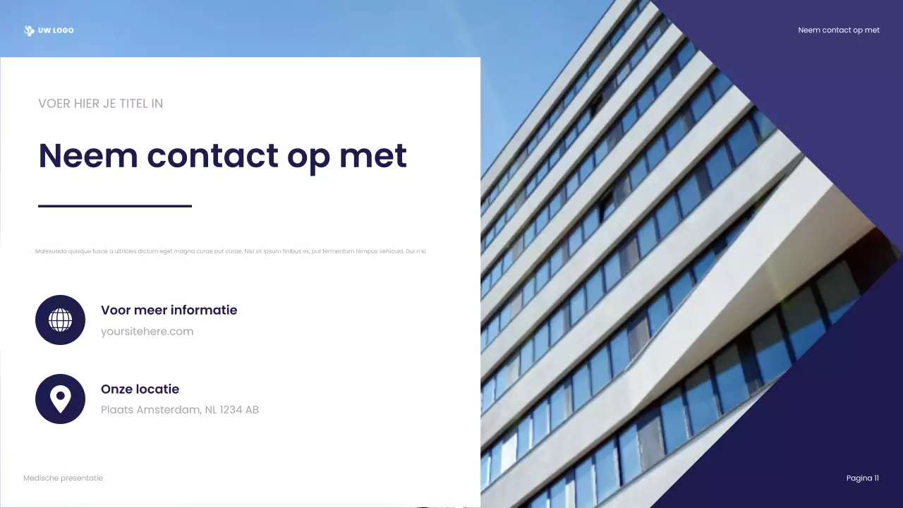 presentatie blauwe professionele gezondheidszorg