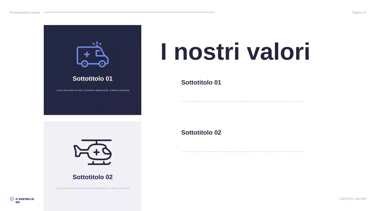 presentazione della sanità moderna blu