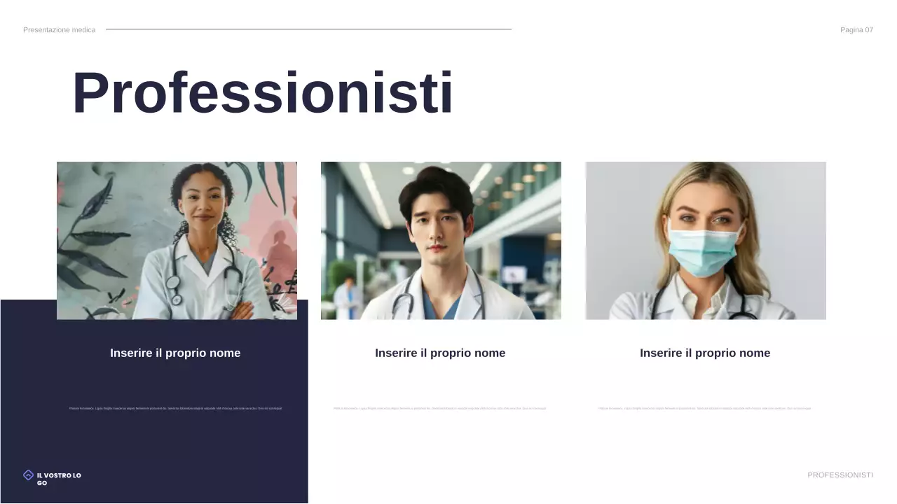 presentazione della sanità moderna blu