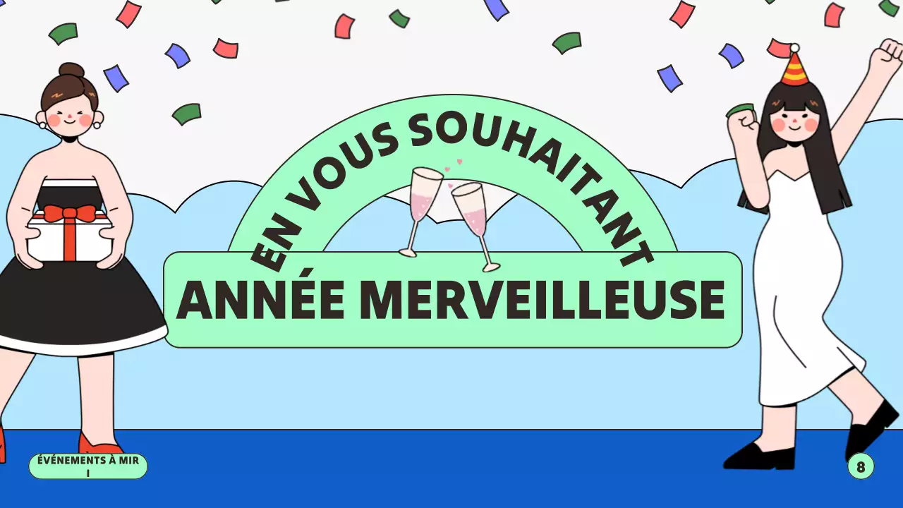 Présentation du Nouvel An bleu et vert