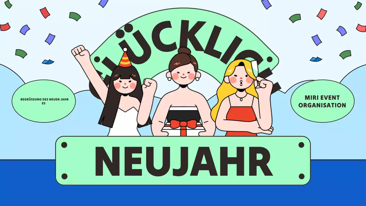 Blaue und grüne Neujahrspräsentation