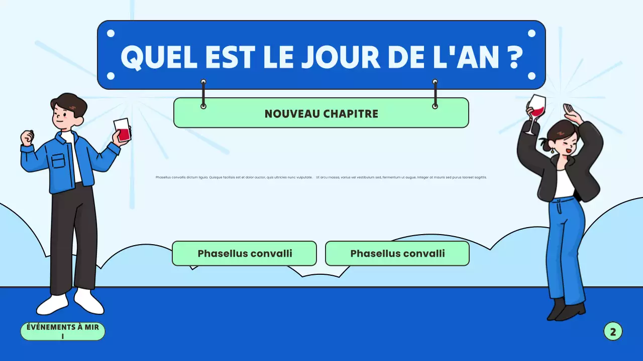 Présentation du Nouvel An bleu et vert