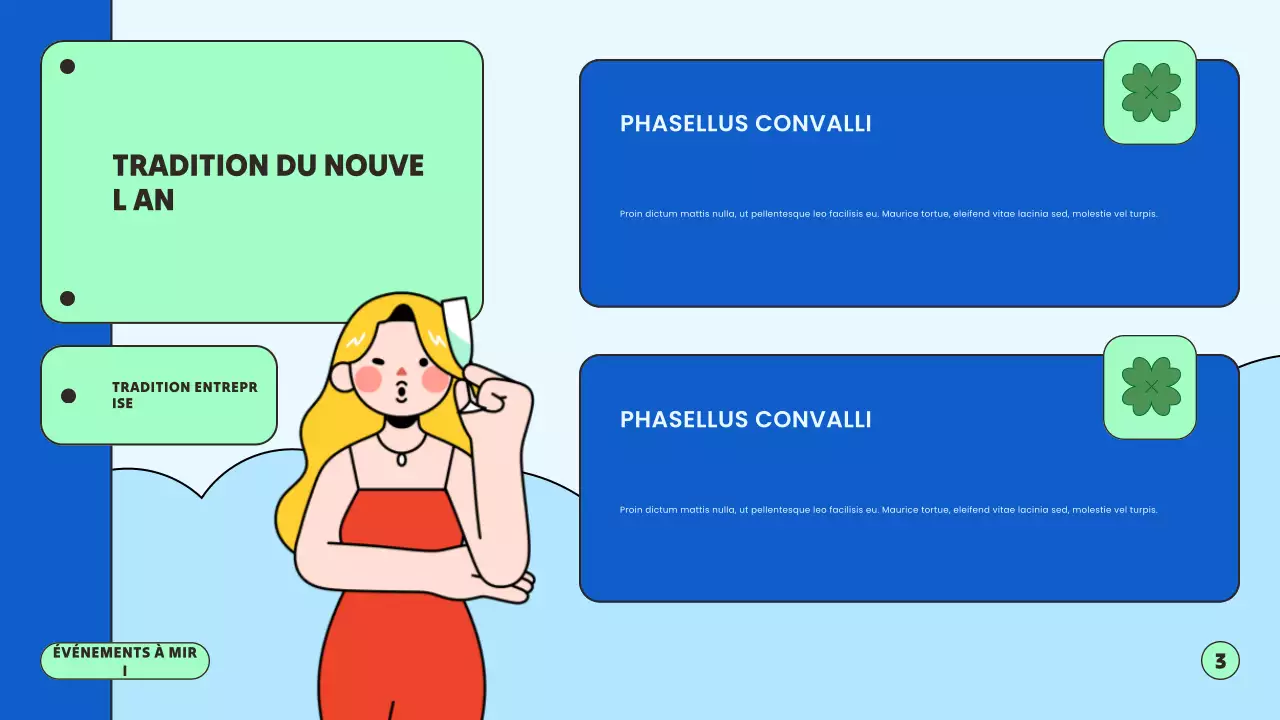 Présentation du Nouvel An bleu et vert