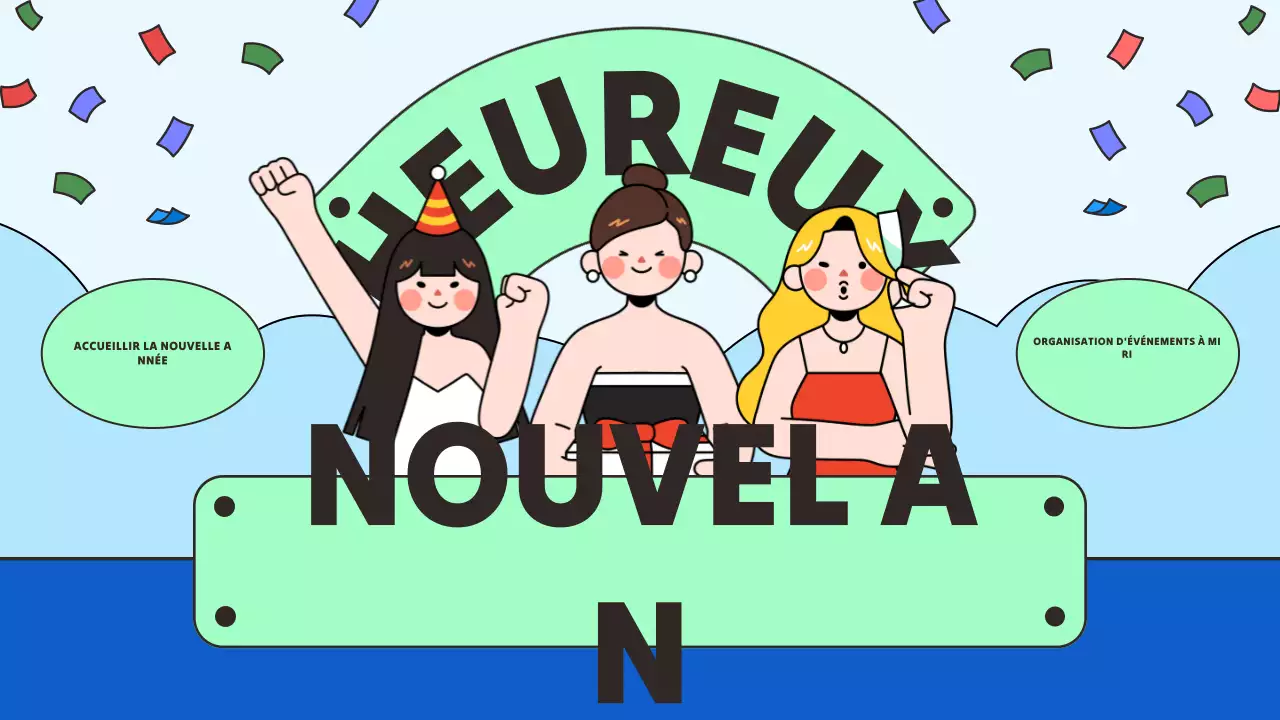 Présentation du Nouvel An bleu et vert