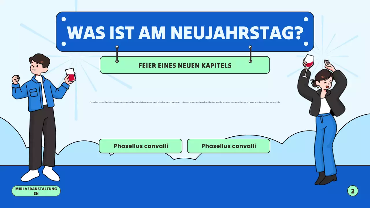 Blaue und grüne Neujahrspräsentation
