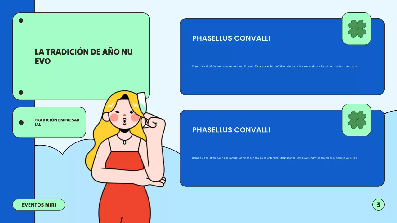 Presentación azul y verde de Año Nuevo