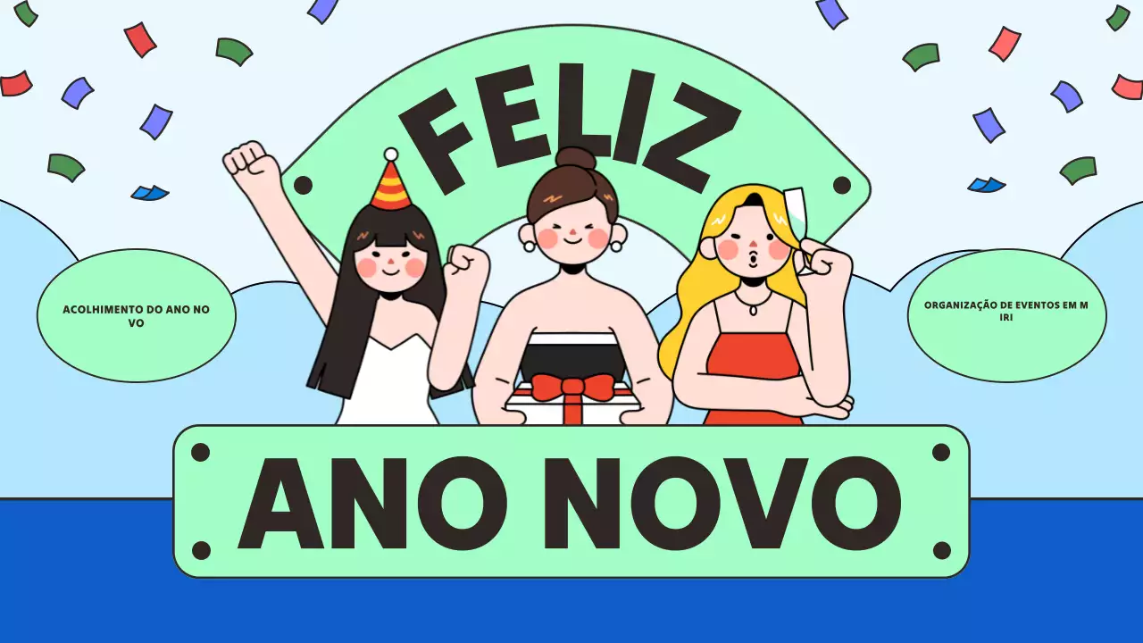 Apresentação de Ano Novo Azul e Verde