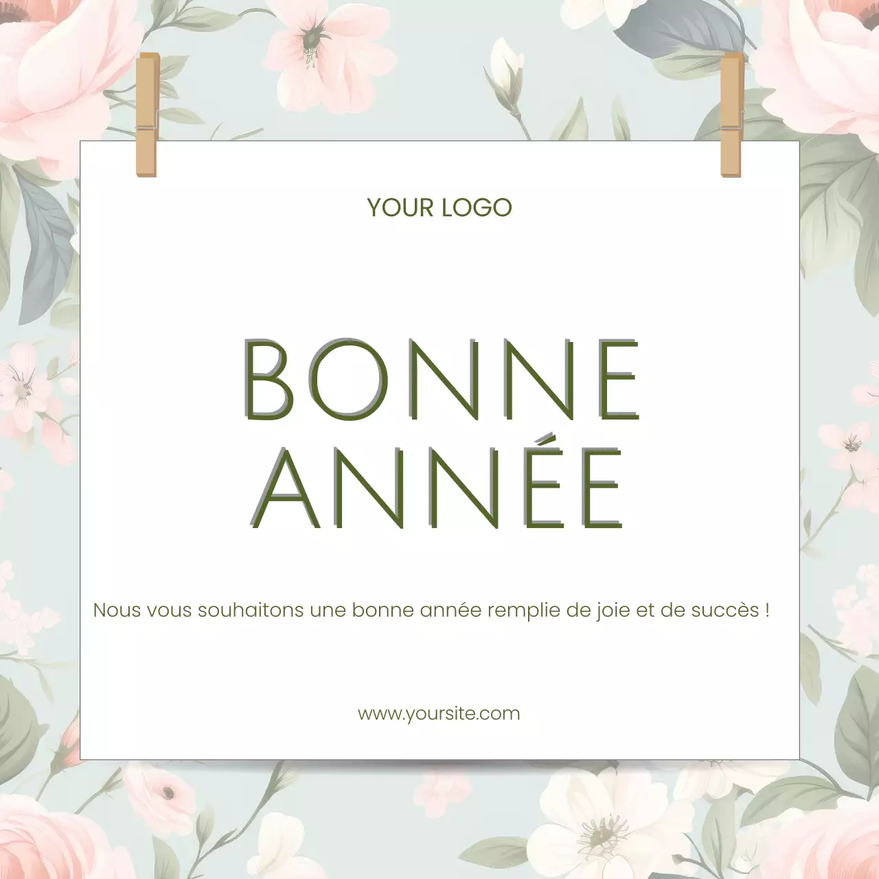 carte d'invitation verte et élégante pour le nouvel an