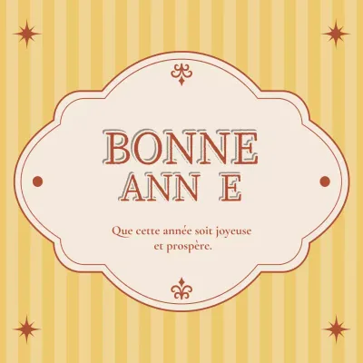 Message de vœux pour le Nouvel An jaune et orange Médias sociaux