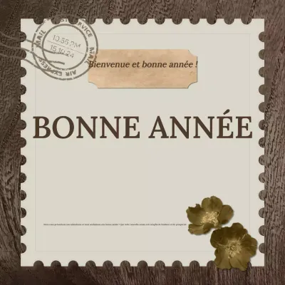 courrier de vœux vintage marron foncé et vert pour le Nouvel An