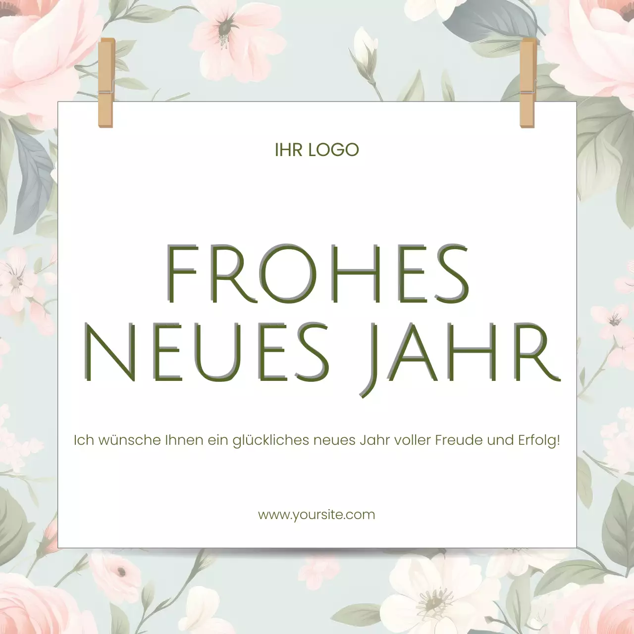 Grüne elegante Neujahrskarte Einladung