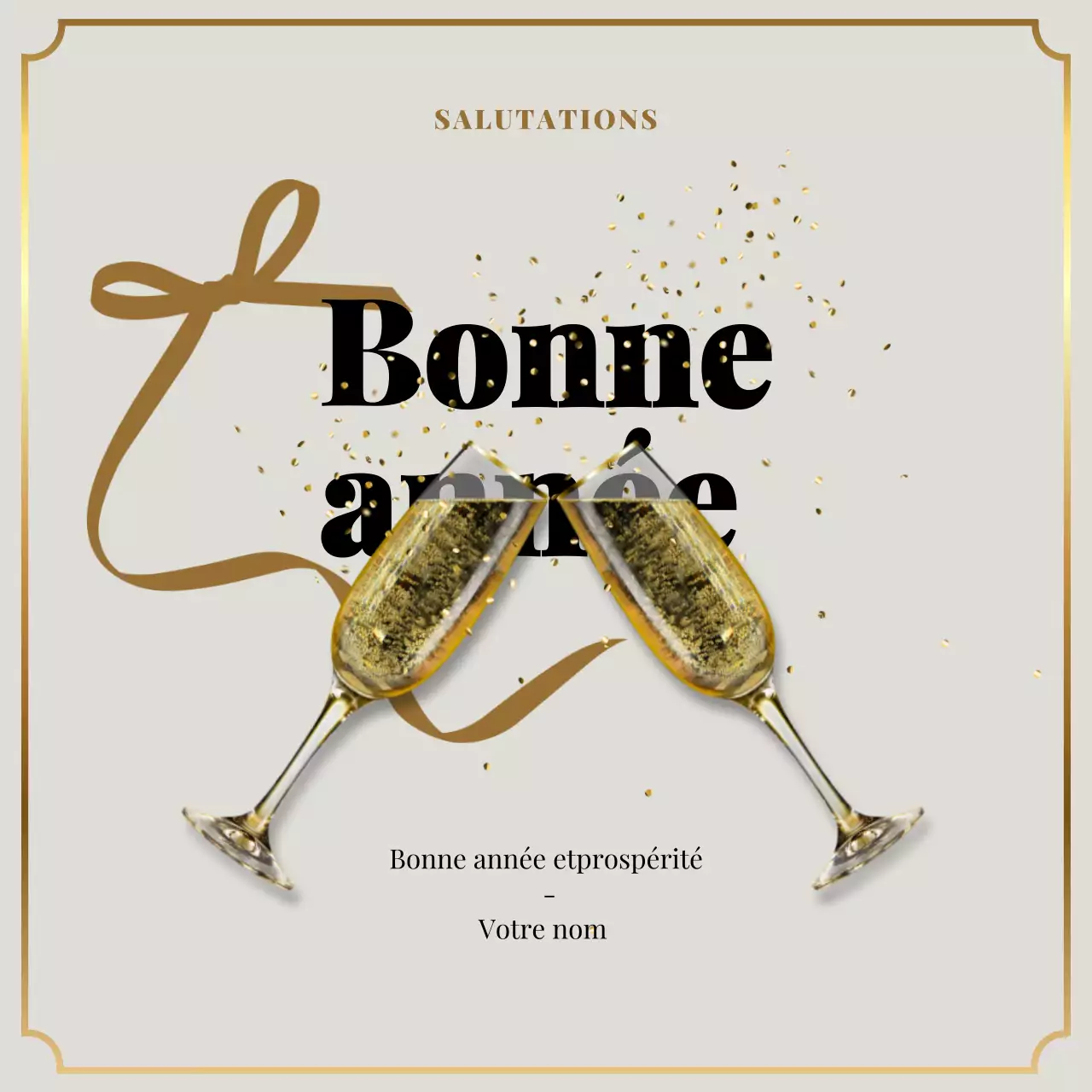 carte d'invitation dorée et élégante pour le nouvel an