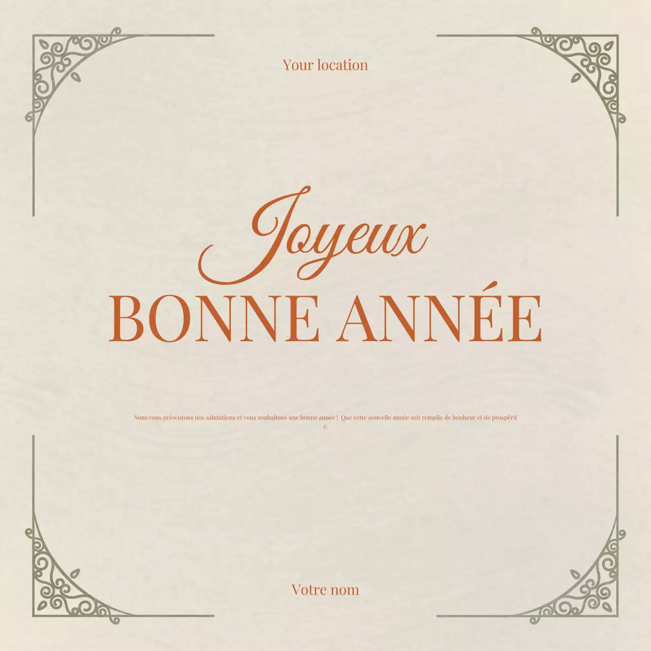 Post Instagram beige et élégant pour le Nouvel An