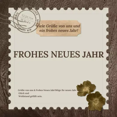dunkelbraun und grün vintage Neujahrsgrüße Post