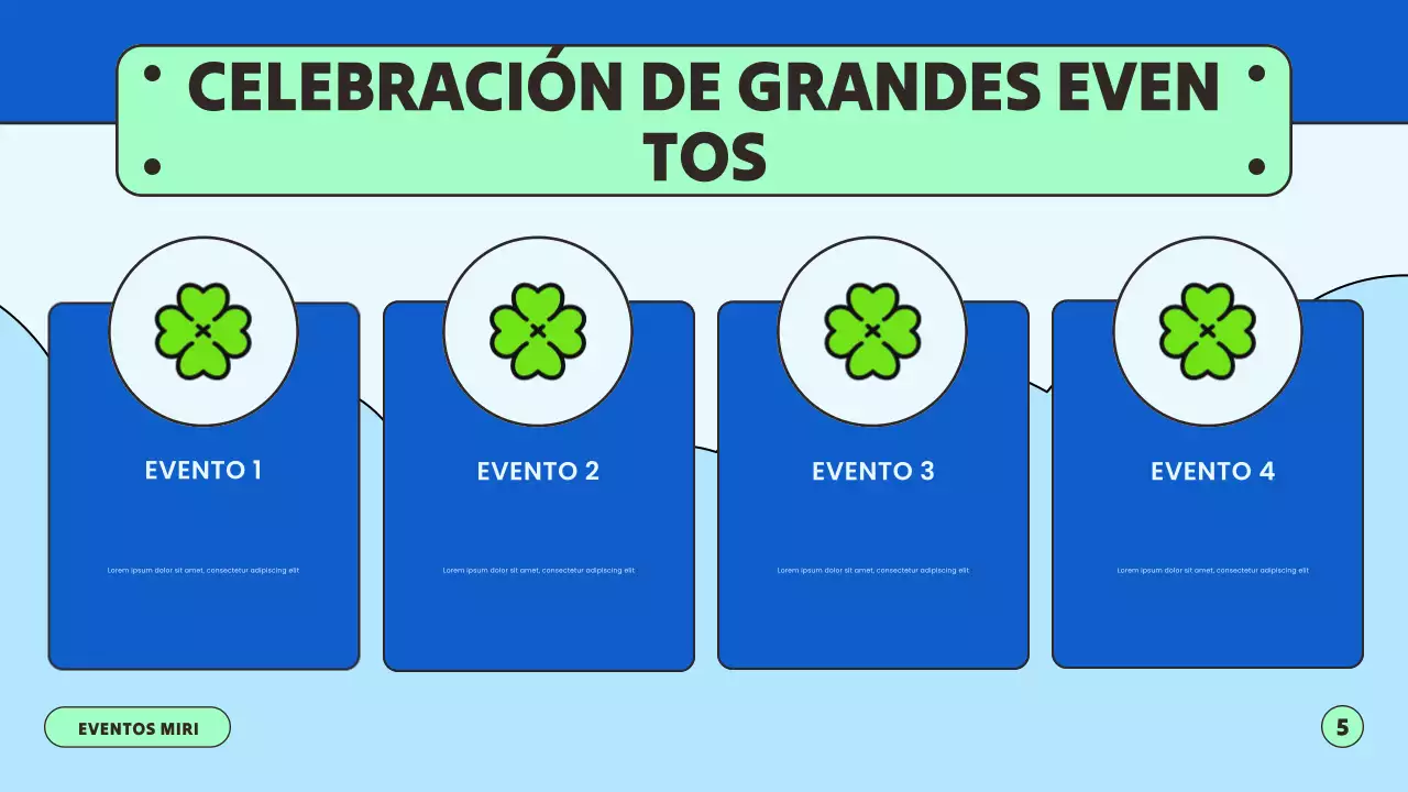 Presentación azul y verde de Año Nuevo