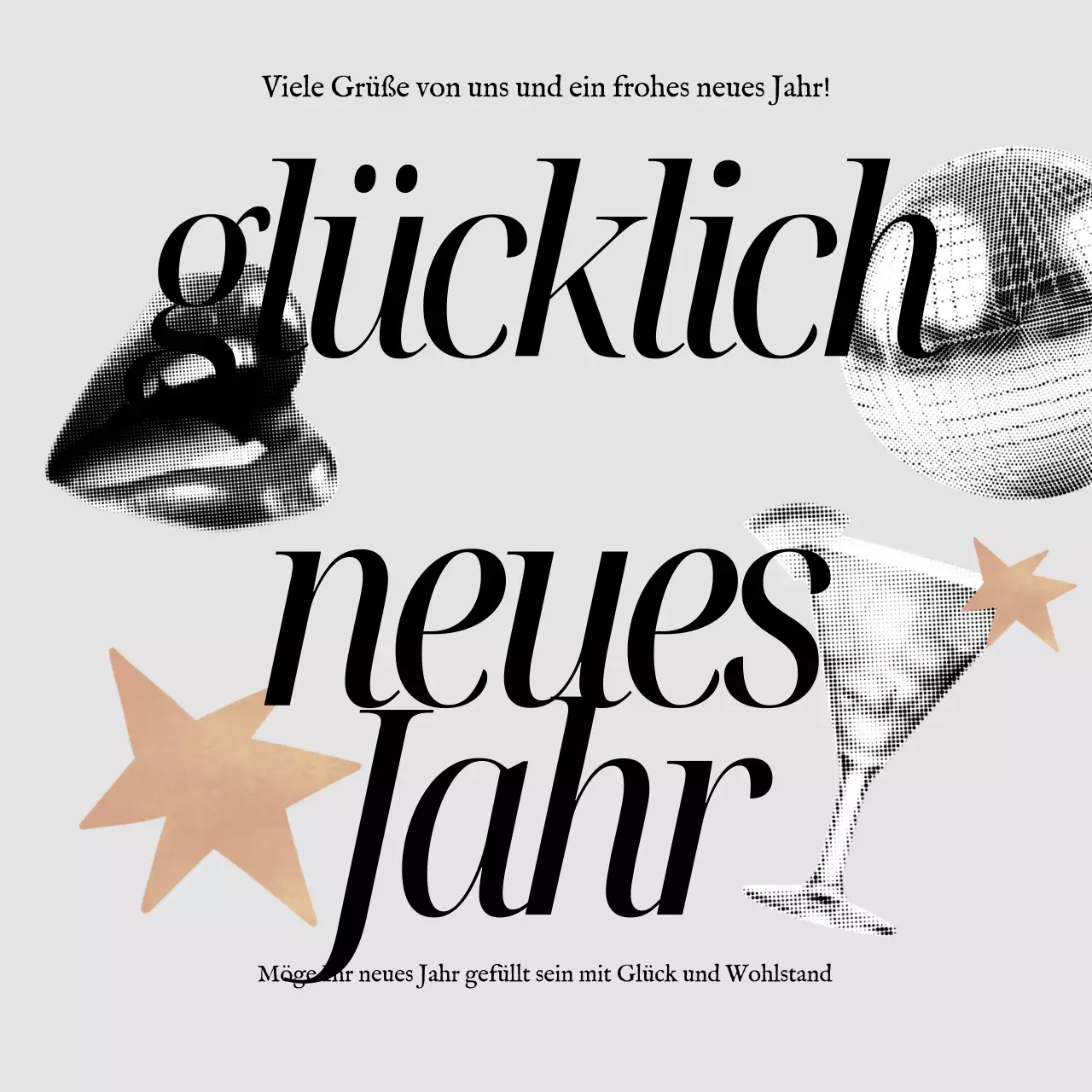 beige retro neujahrskarte