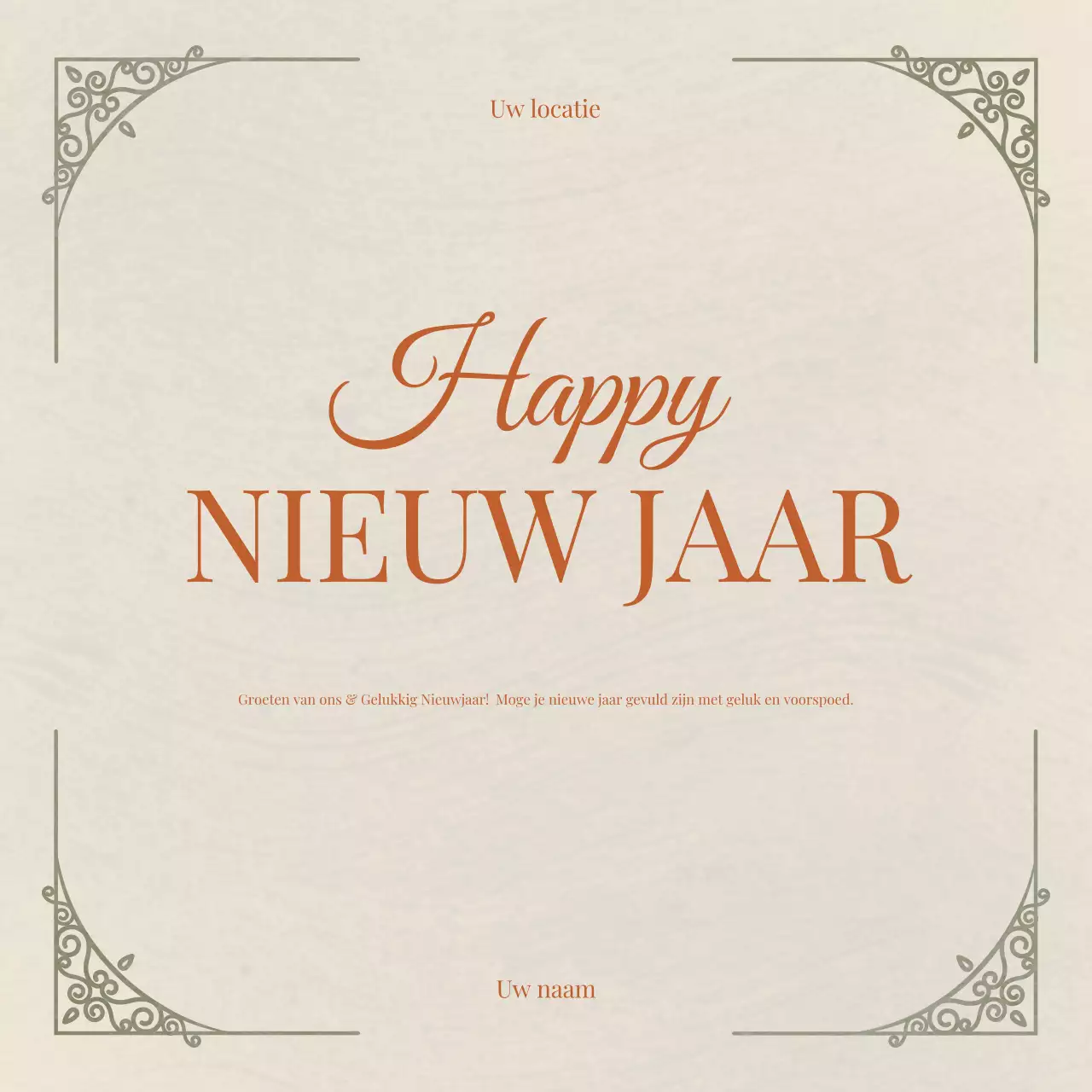 Beige Elegante Nieuwjaar Instagram Post