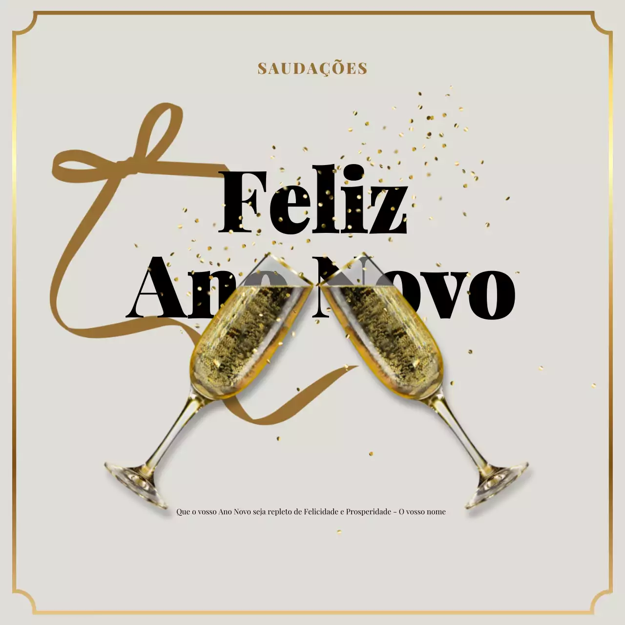convite para cartão de ano novo dourado e elegante