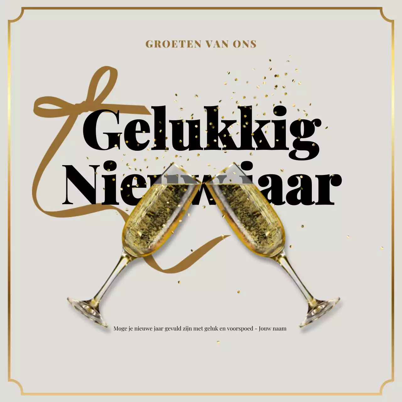 uitnodiging gouden elegante nieuwjaarskaart
